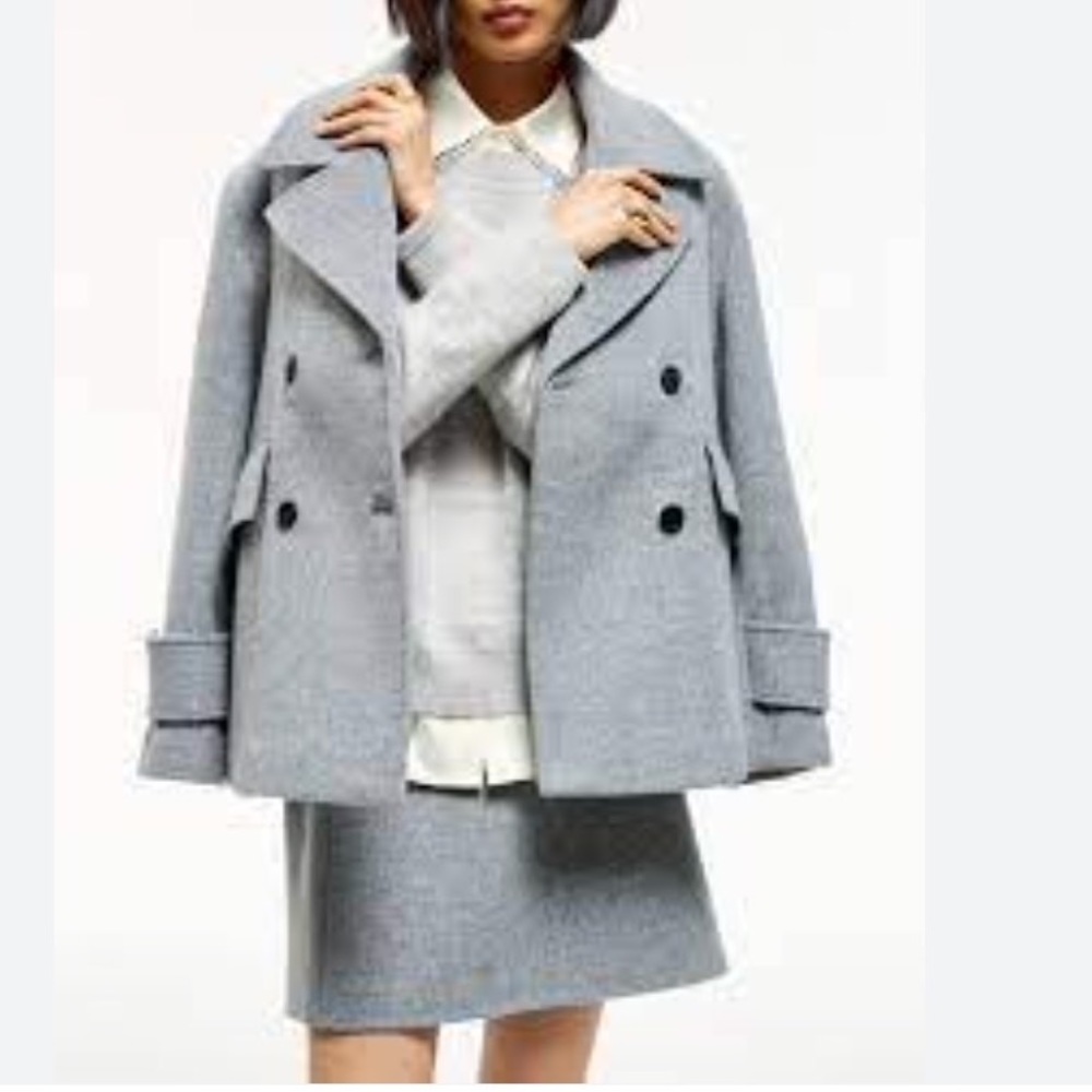 Club Monaco Relaxed Grey Pea Coat - Picture 5 of 9